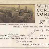 Postcard: Whitlock Cordage Company, Jersey City, NJ