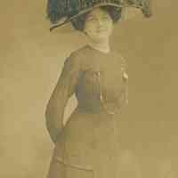 Sepia-tone photo portrait of Florence Miller, no place (New York or Jersey City?), no date, ca. 1910.