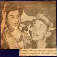 Digital image of newsclipping of two Demarest High School senior class members, Hoboken, no date, ca. June 1956.