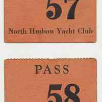 Pass, 2, imprinted North Hudson Yacht Club. N.p. (Hoboken?), n.d,, circa 1920s-1950s.