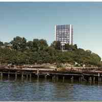 Color photos, 4, of deteriorated piers on Hudson River from near 6th to 10th Sts., Hoboken, Sept. 1982.