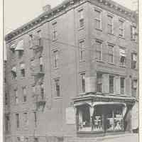 Printed B+W photograph of Otto Gibian Pharmacy, 425 Washington Street, Hoboken, ca. 1902-1908.