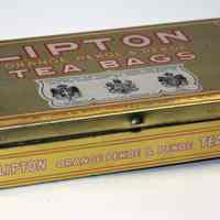 Tin: Lipton Tea, Orange Pekoe & Pekoe Tea Bags. Manufactured in Hoboken, N.J. No date, ca. 1921-1936.