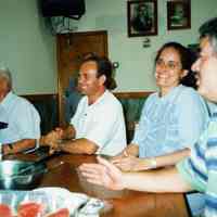 Color photo of the interior of the Monte San Giacomo Democratic Club, Inc. at 531 Adams St., during a Museum visit, Hoboken, July 9, 2000.