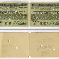 Ticket, transportation, 6: Hudson & Manhattan Railroad Co. From Stations... in New York, N.Y., Hoboken or Jersey City (except Journal Square) N.J. to Penn. R.R. Station at Newark, N.J. Purchased April 18, 1945