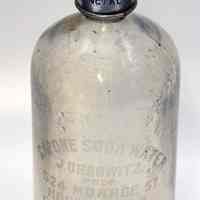 Bottle, seltzer: Capone Soda Water, J. Urbowitz, Prop., 524 Monroe St., Hoboken, N.J., N.d., ca. 1940s-1950s.