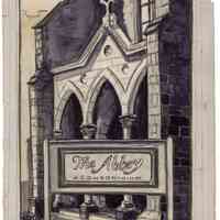 Greyscale Illustration of The Abbey, by Kevin McCloskey, circa 1986