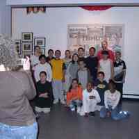 Digital image of a class posing at exhibition, Hoboken, The First Seventy-Five Years: 1855-1930, HHM, Hoboken, April 22, 2005.