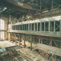 Digital image of color photo of the interior of the former Hudson & Manhattan Rail Road powerhouse, Jersey City, March, 2000.