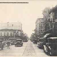 B+W photocopy of photo of First St. looking west from Washington St., Hoboken, ca. 1930.