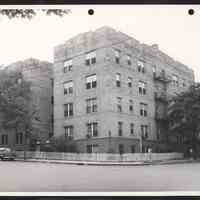 B&W photo of apartment building at 207-211 Avon Avenue, Newark.