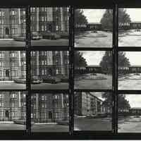 B+W negative contact sheet of images of Hoboken taken by John Conn. no date, [1976].