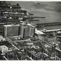 B+W aerial photo of Standard Brands building (Lipton Tea), 15th & Washington Sts., Hoboken Division, July 20, 1951.