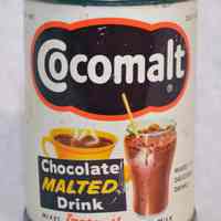 Cocomalt can: Cocomalt. 1/2 lb. Copyright 1956 R.B. Davis Co., Hoboken, N.J.