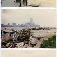 Color photos, 3, of old pier deck and pilings, Hudson River near 6th to 8th Sts., Hoboken, July 1984.