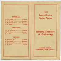 Schedule: 1932 Intercollegiate Spring Sports, Stevens Institute of Technology, Castle Point, Hoboken, New Jersey.