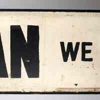 Sign: "We Loan We Buy" from the site of Lustig Pawnbrokers, 312 Washington St.