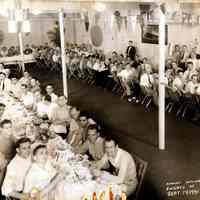 Sepia-tone panoramic group photo of the Annual Outing of the Hoboken Knights of Columbus at "Alps Castle," September 14, 1941.