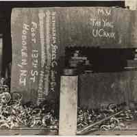 B+W photo of machined part for M.V. Tai Yang, Bethlehem Steel Shipyard, Hoboken, Dec. 13, 1940.