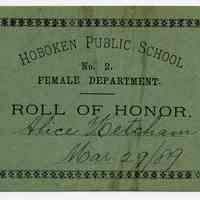         Reward of Merit 20: Alice Ketcham,  March 28, 1889
   
