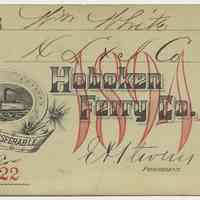 Pass, Hoboken Ferry Co., issued to William White, H.L. & I. Co., 1894.