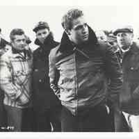 Black-and-white publicity photo of Marlon Brando as Terry Malloy in film "On the Waterfront," Hoboken, no date, ca. 1953-1954.