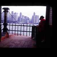 Color slide of a man on the Hoboken ferry.