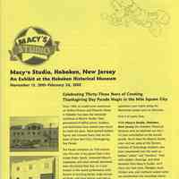 Brochure: Macy*s Studio, Hoboken, New Jersey. An Exhibit at the Hoboken Historical Museum. Nov. 15, 2001-Feb. 24, 2002.