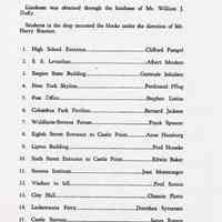 Text re set of linoleum cut prints done by Hoboken drawing class students, probably David E. Rue, June 1932.