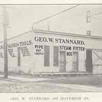 Printed B+W photograph of George W. Stannard, steamfitter & plumber, 800 Jefferson Street, Hoboken, no date, ca. 1906-1908