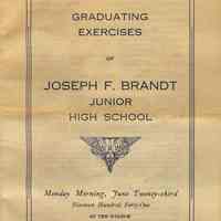 Program for Graduating Exercises, Class of 1941, Joseph F. Brandt Junior High School, Hoboken, June 23,1941.