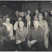 B+W group photo of 11 workers, Todd Shipyard, Riggers Loft, Hoboken, N.J., 1960.