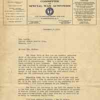 TLS from M. J. Slattery, National Catholic War Council to Mrs. [Mary H.] Markey, Admiral Benson Service Club, Hoboken, November 17, 1919 noting a problem & discussing planning for closing club along with financial needs.