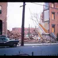 Color slide of a demolished building.