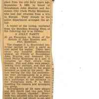 Newspaper clipping from album of article "Outing from Hoboken 40 Years Ago Recalled" from the Jersey Evening News, (September?) 25, 1932.