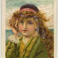 Advertising trade card: The Great Atlantic and Pacific Tea Co. (Girl with shell.) No date, ca. 1881-1884.