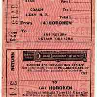 Ticket: 4-Day R.T. Local Coach between Hoboken and unnamed station; D.L. & W. R.R., n.d., ca. 1950-1960.