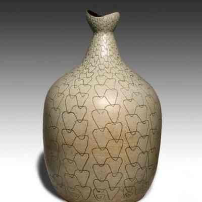 Floor Bottle, Celadon Sgraffito