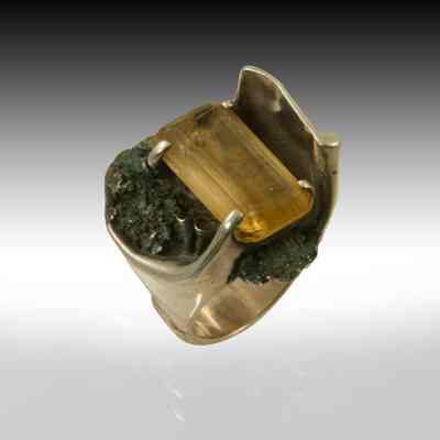Citrine & Lichen Ring