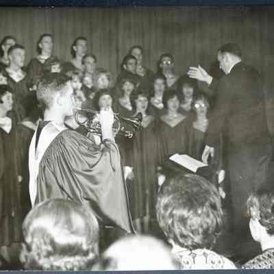 Choir performance with trumpeter