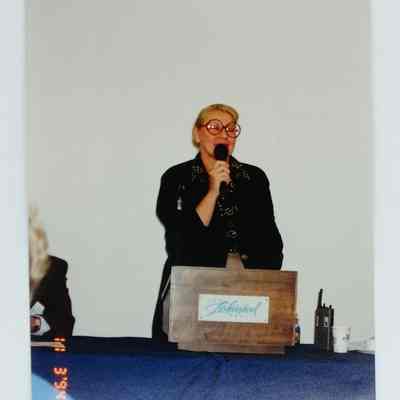 Jo Kuehner at podium