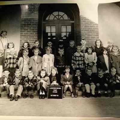 Lakeview School, First Grade, October 18 with teacher in white coat