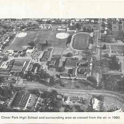 Aerial photograph of Clover Park High School and surrounding area 1980