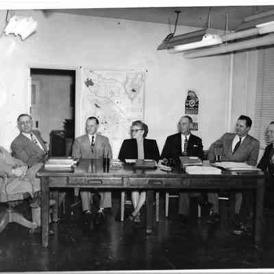 School board members at desk, 1950