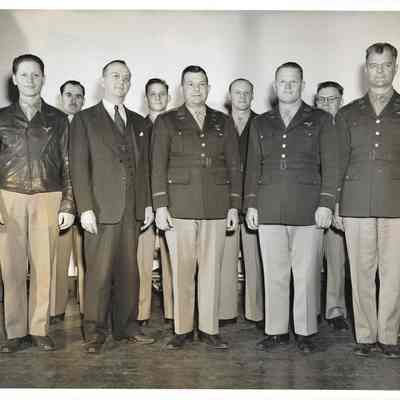 Civil Air Patrol April 1944 high school, Lt. Melby, A. G. Hudtloff, Capt, Schiller, Lt. Vernon C. Hubert, Capt. Dean Spencer, Lt. French, W. O. Wm., Robinson, Lt. Usselman, Lt. McDaniels