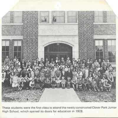 Class photo of the first class to attend Clover Park Junior High School