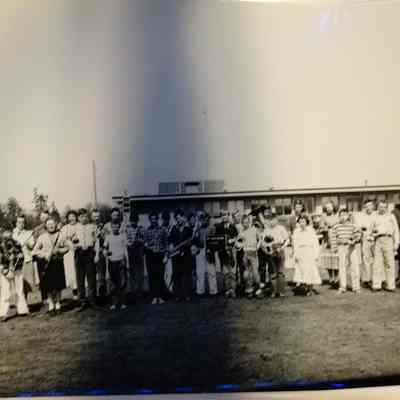 Navy Base School Band outside school