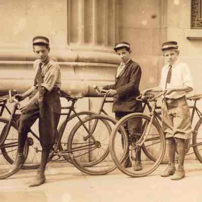 Bike Western Union Delivery Boys Vintage Photo Reprint