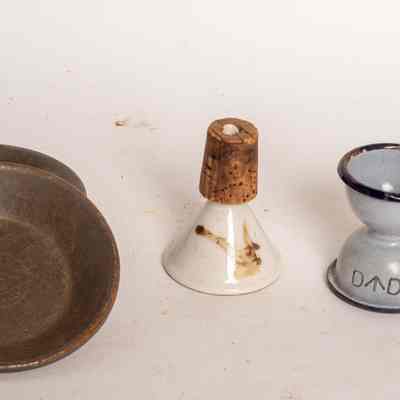 3 Pieces and Enamelled egg cup