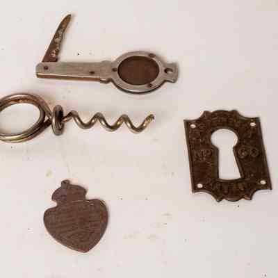 Knife, Corkscrew, Medallion, Key